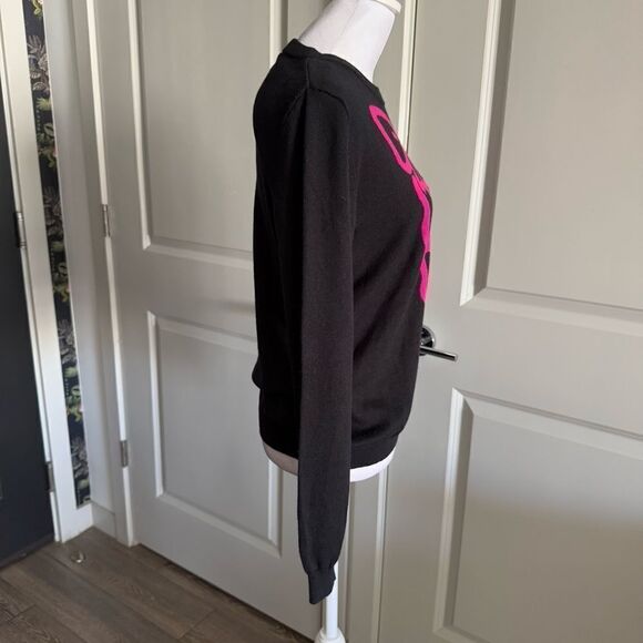Moschino Boutique Black Silk and Cashmere Sweater with Pink Bow Detail Size S - Picture 3 of 7